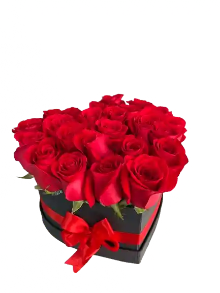 Flores Rosas X24 Caja Corazón