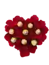 Flores Rosas Y Ferrero Caja Corazón