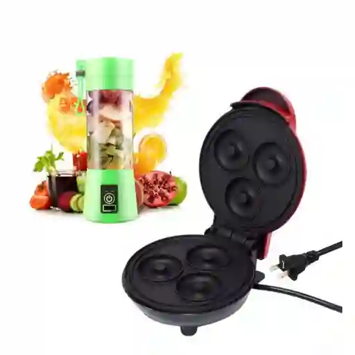 Mini Maquina Para Donas + Mini Licuadora Portátil Recargable Usb 380ml