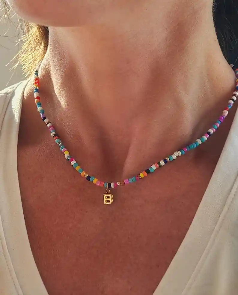 Collar Mostacilla Letra Inicial
