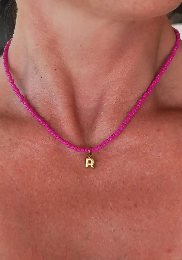 Collar Mostacilla Letra Inicial
