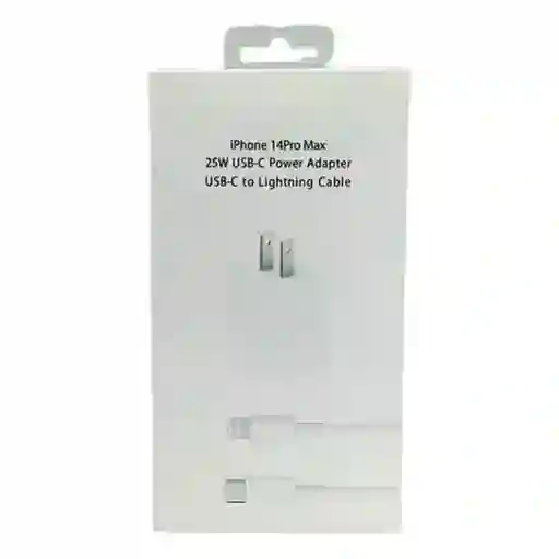 Cargador 25w Usb Tipo C Lightning Para Iphone 14 Pro Max Carga Rapida Blanco