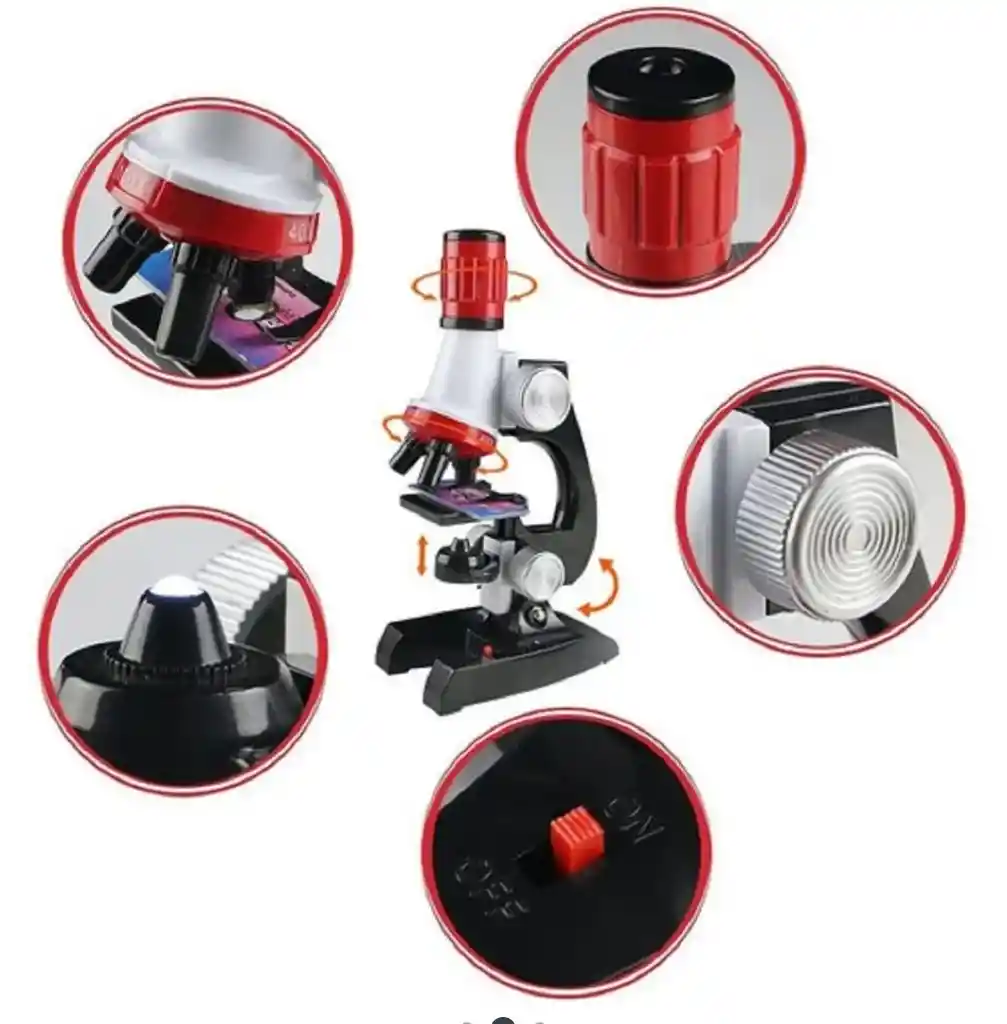 Microscopio Monocular Niños Didactico 100 X Con Soporte Para Celular