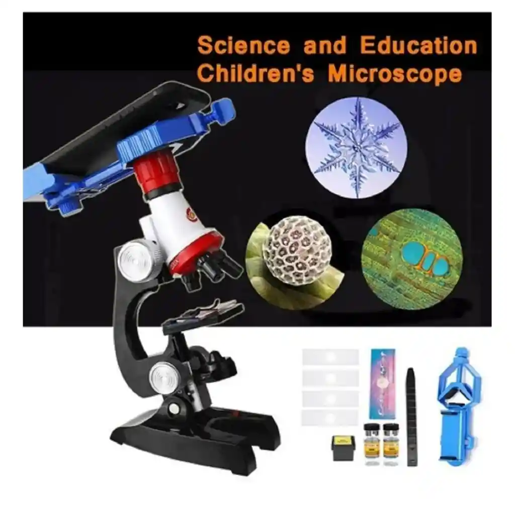Microscopio Monocular Niños Didactico 100 X Con Soporte Para Celular