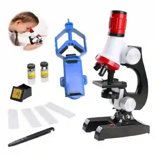 Microscopio Monocular Niños Didactico 100 X Con Soporte Para Celular