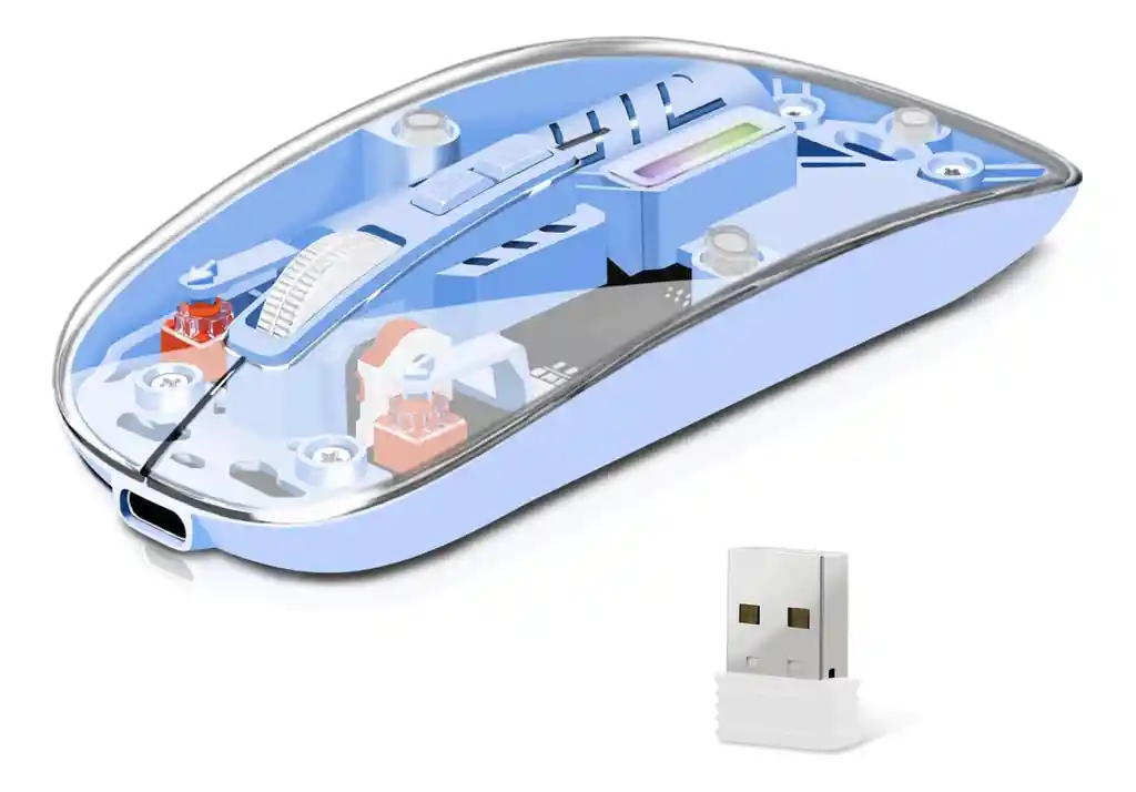 Mouse Inalámbrico Con Diseño Transparente G6 Y Receptor Bluetooth
