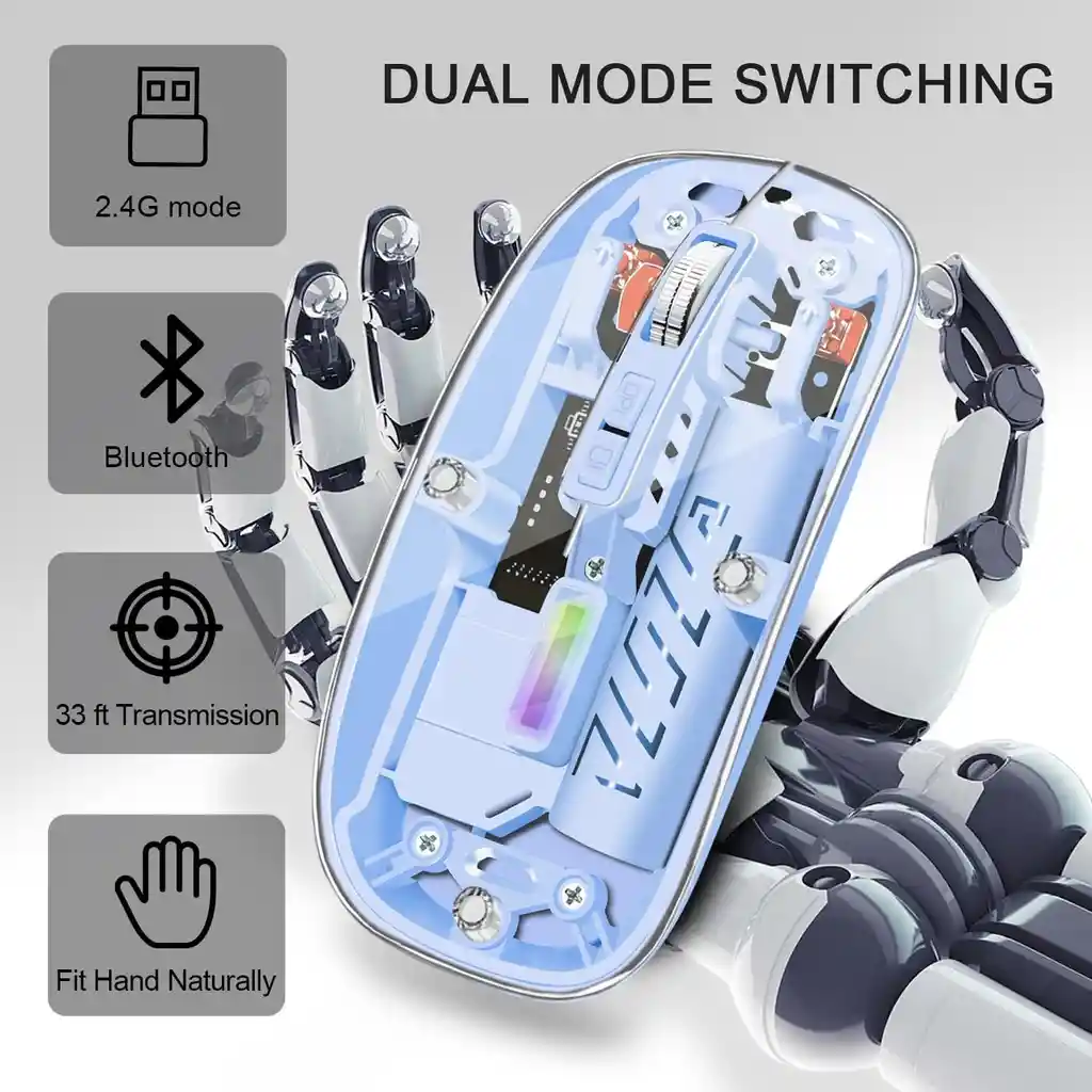 Mouse Inalámbrico Con Diseño Transparente G6 Y Receptor Bluetooth
