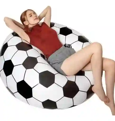 Sillón Inflable Puff Estilo Balón Futbol O Baloncesto