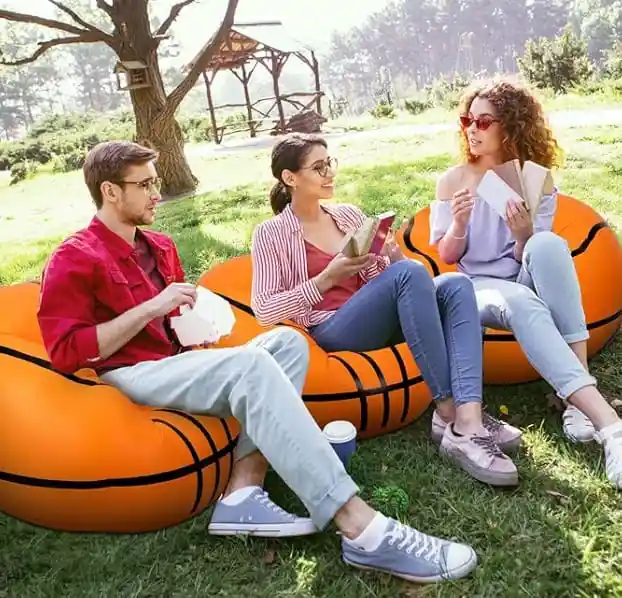 Sillón Inflable Puff Estilo Balón Futbol O Baloncesto