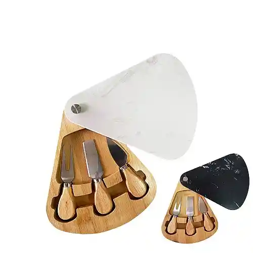 Tabla Para Cortar Quesos Con Cuchillos Para Queso, Acero Inoxidable/bambú, Juego X 3