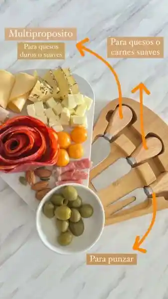 Tabla Para Cortar Quesos Con Cuchillos Para Queso, Acero Inoxidable/bambú, Juego X 3