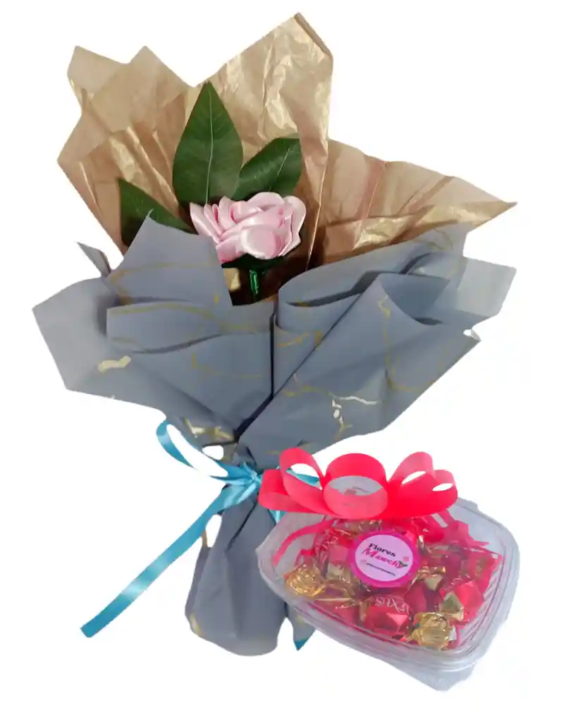 Rosa Rosada Unicornio Con Chocolates