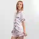 Pijama Tres Pieza Satinada De Oso, Talla M