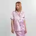 Pijama Tres Pieza Satinada De Perritos, Talla S