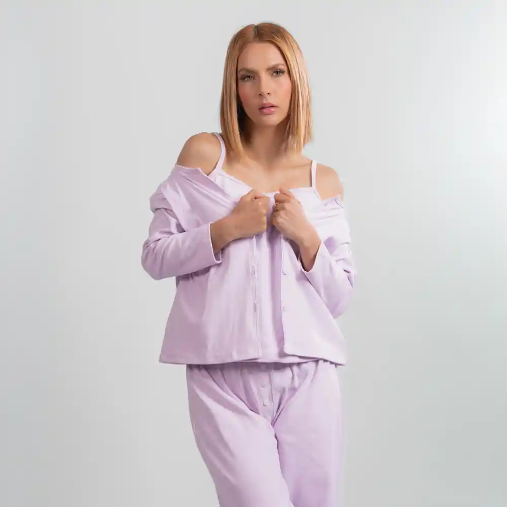Pijama Tres Pieza Velvet- Talla S Lila