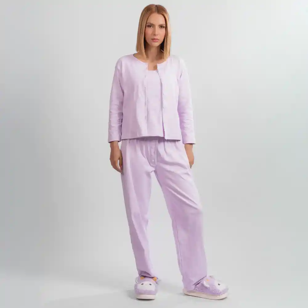 Pijama Tres Pieza Velvet- Talla M Lila