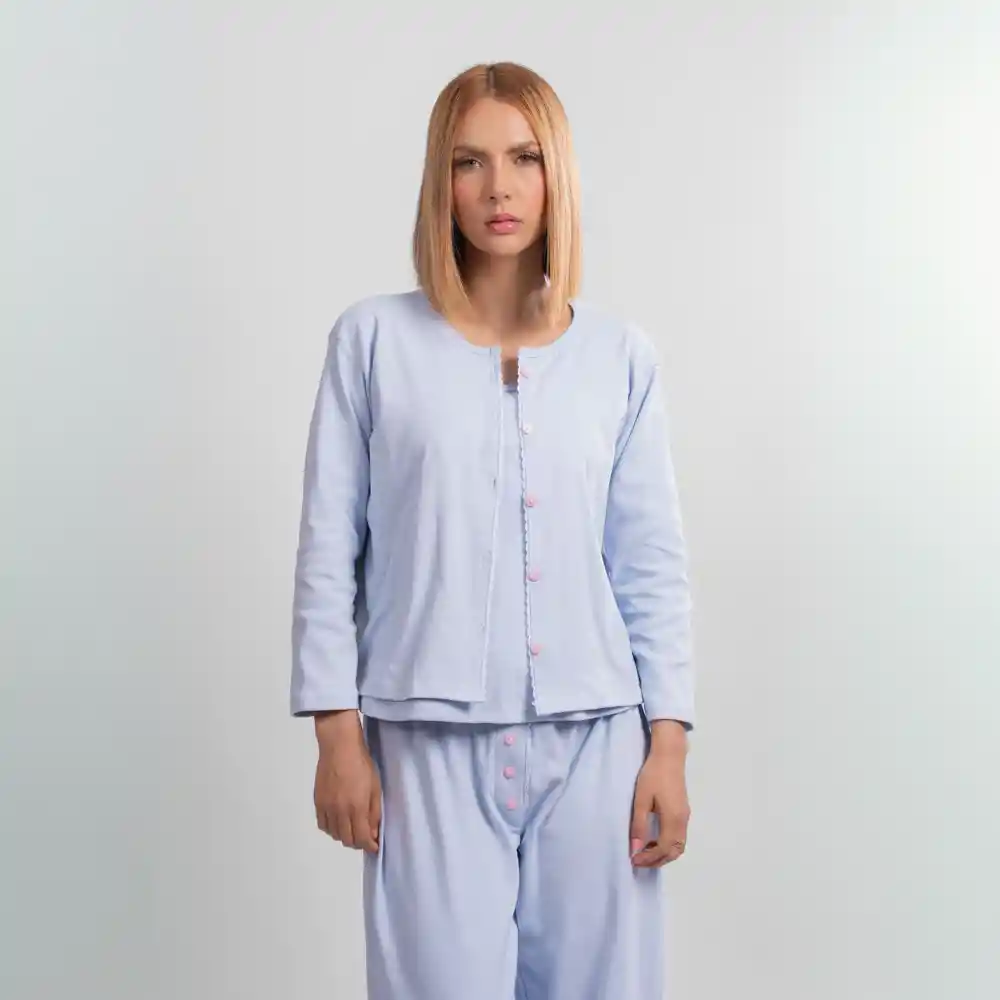 Pijama Tres Pieza Velvet- Talla M Azul