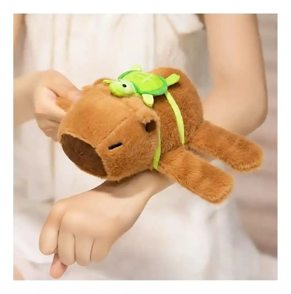 Pulsera De Peluche Capibara Con Mochila Tortuga Movimiento De Colita
