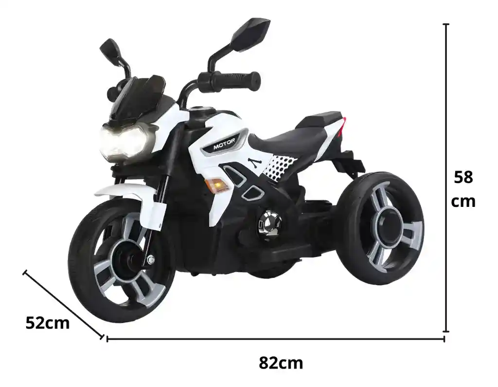 Moto Eléctrica Deportiva 6v Sonidos Y Luces Blanca Niños