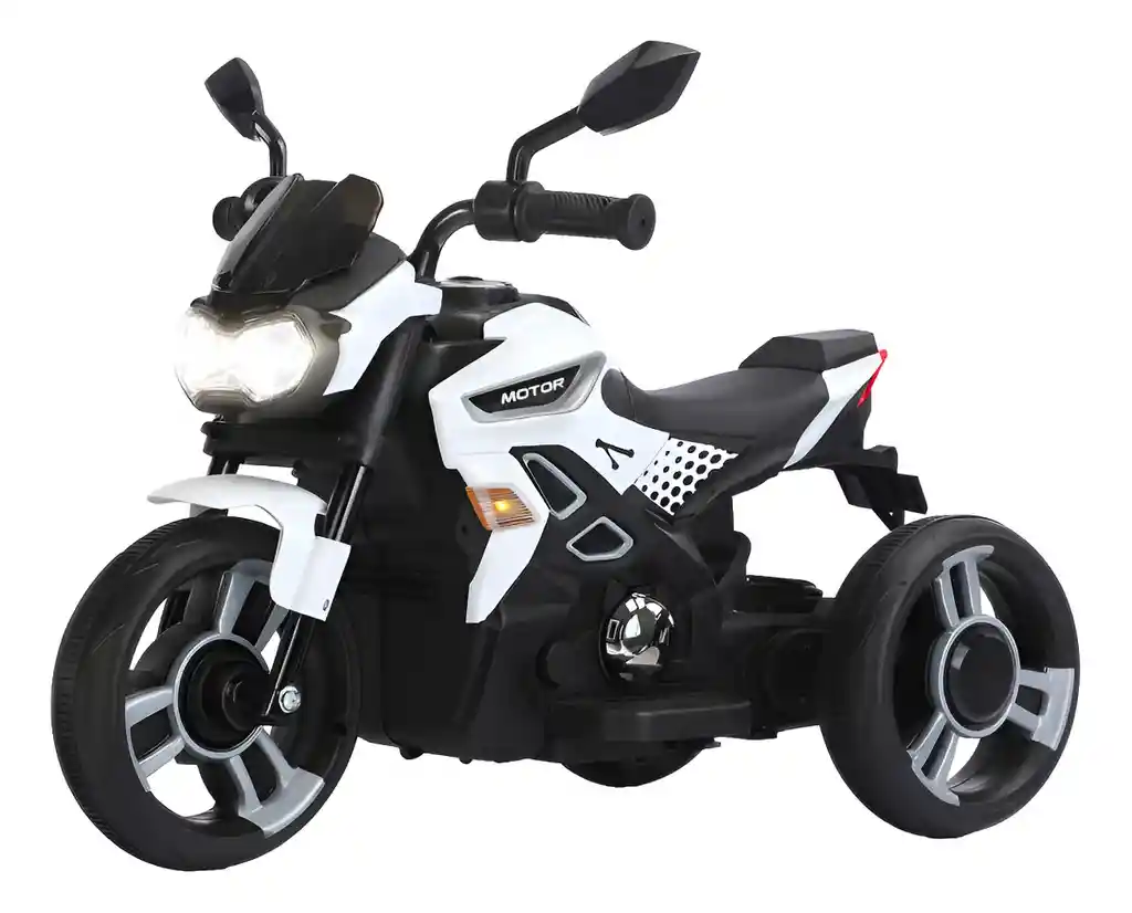 Moto Eléctrica Deportiva 6v Sonidos Y Luces Blanca Niños