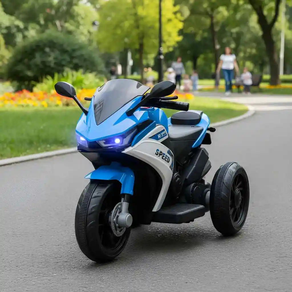Moto Eléctrica Policía 6v Sonidos Y Luces Azul Niños