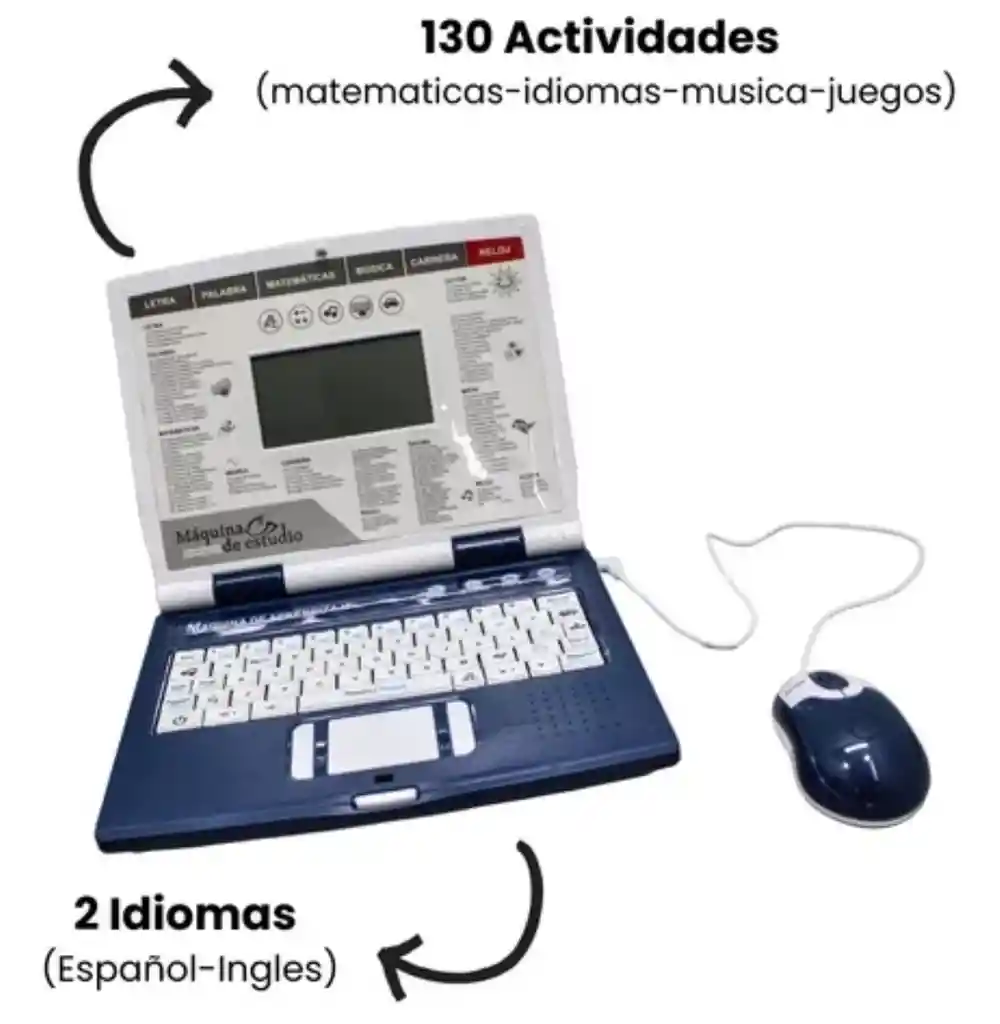 Computador Didáctico Inftantil Juguete 130 Funciones Azul