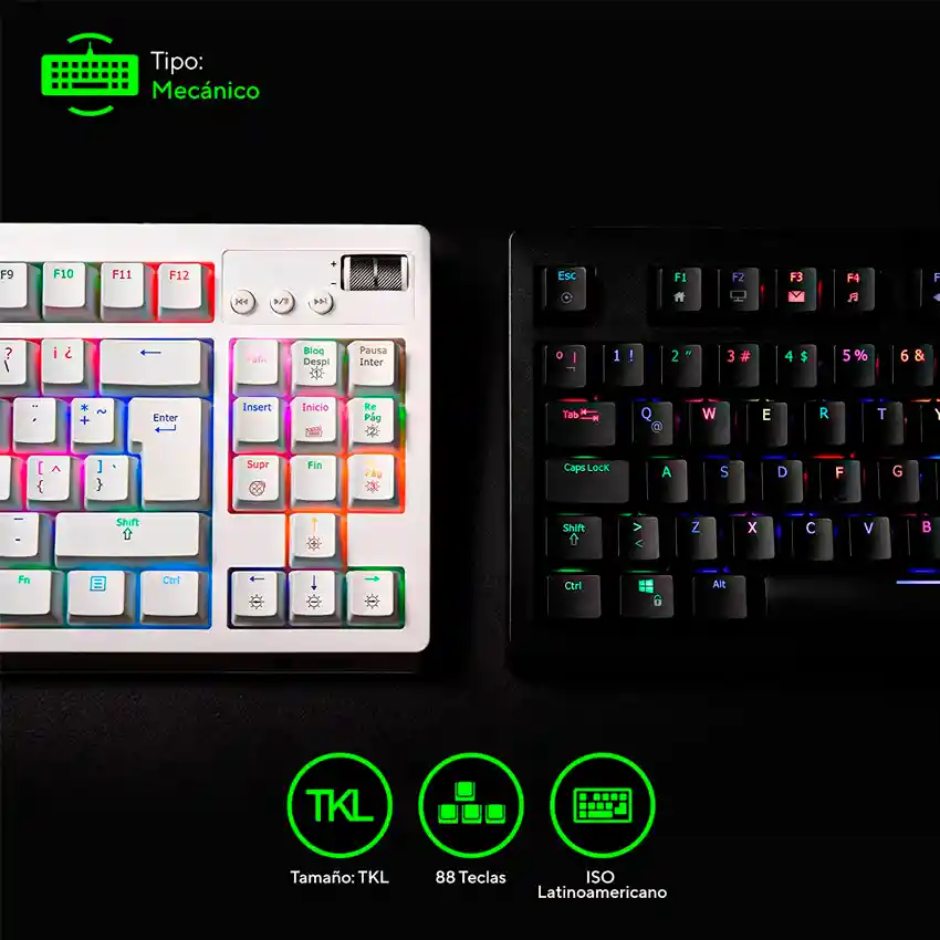 Teclado Mecanico Gamer Full Rgb / Switch Rojo / Colo Blanco / Quasar Vsg