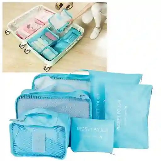 Kit Viajero X6 Unidades Organizador Color Azul