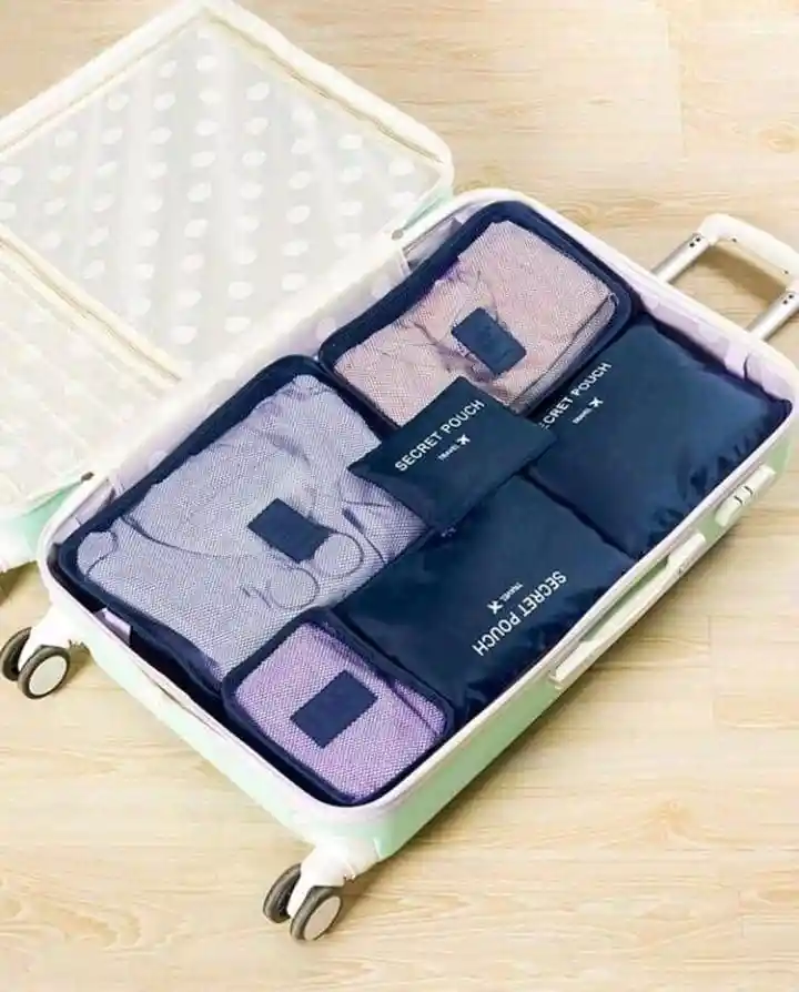 Kit Viajero X6 Unidades Organizador Color Azul Marino