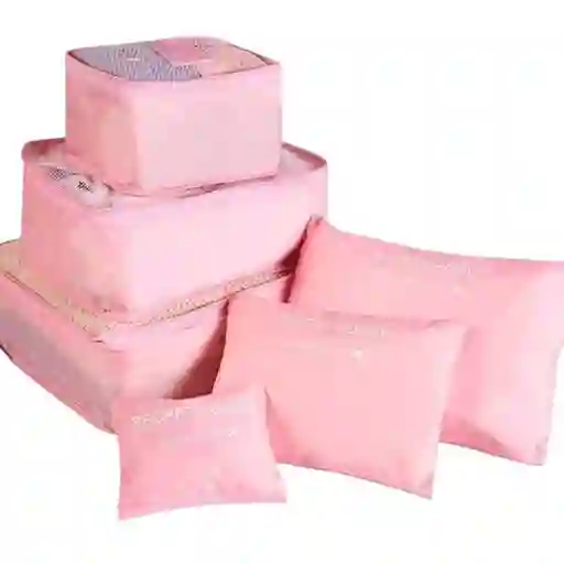 Kit Viajero X6 Unidades Organizador Color Rosado