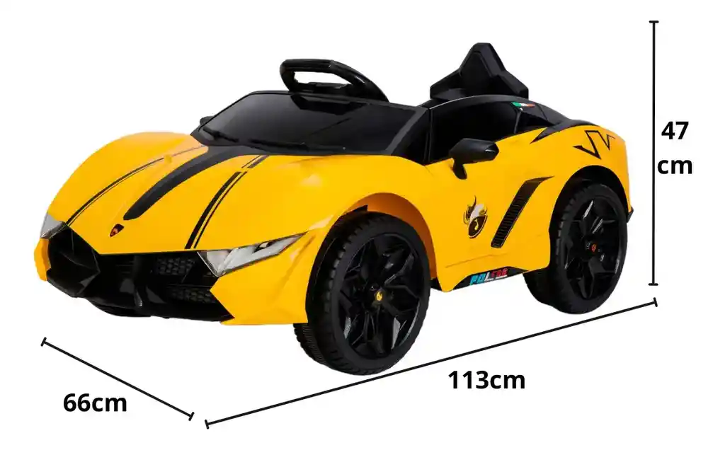 Carro Montable 12v Tipo Lamborghini Sonidos Y Luces Amarillo Niños
