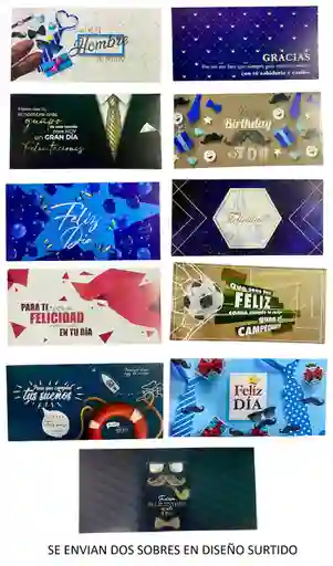 Lluvia De Sobres Para Hombres Colores Surtidos X 2 Unidades