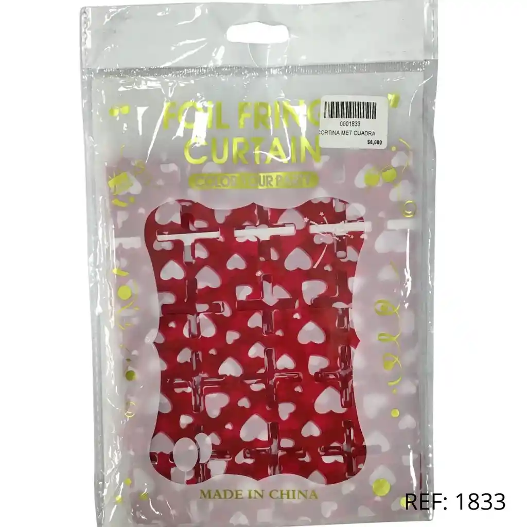 Cortina Estampada De Corazones Cuadrada