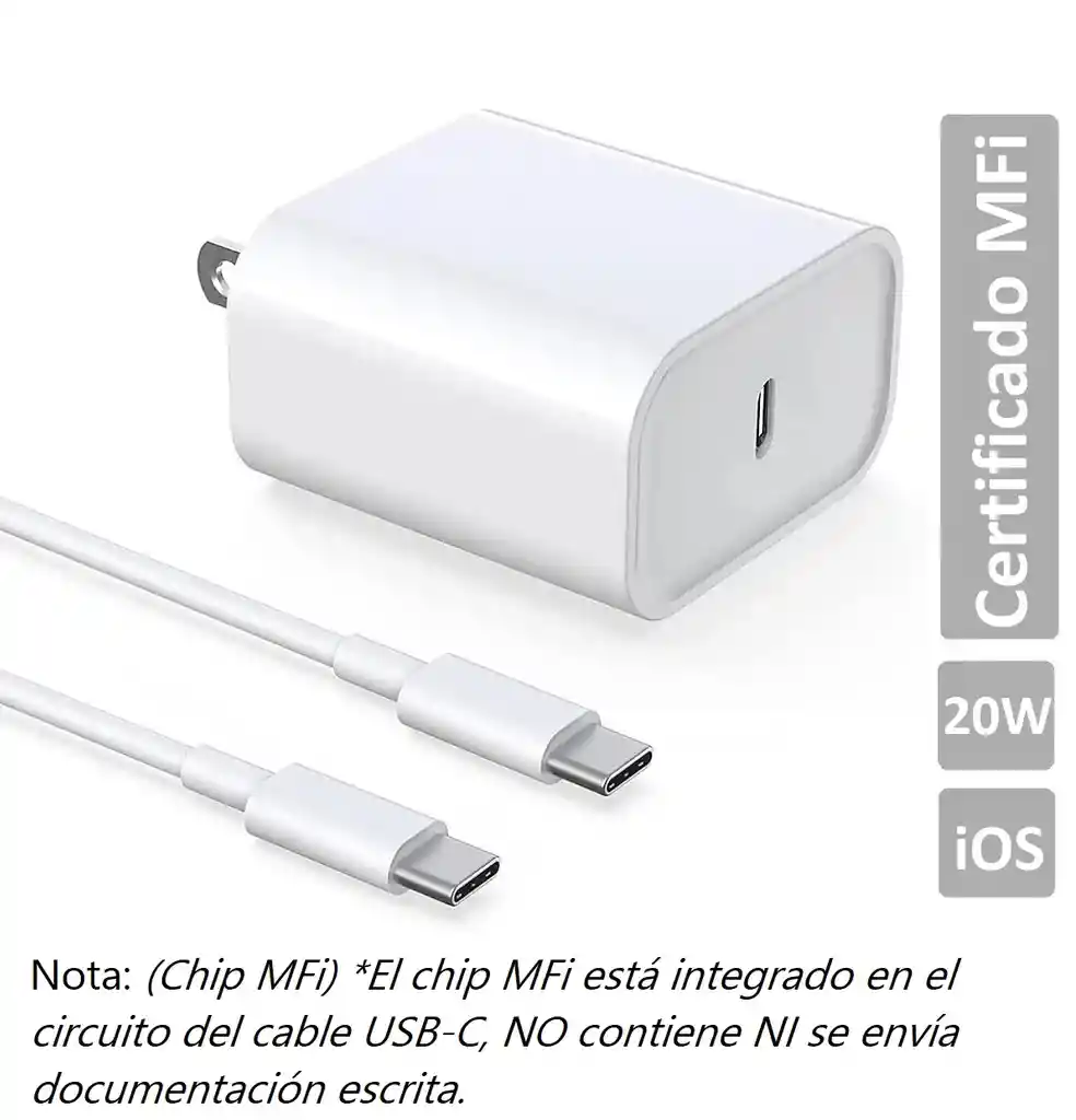 Cargador De Iphone 15 16 Carga Rápida Chip Mfi Cable Tipo C A Tipo C Usb