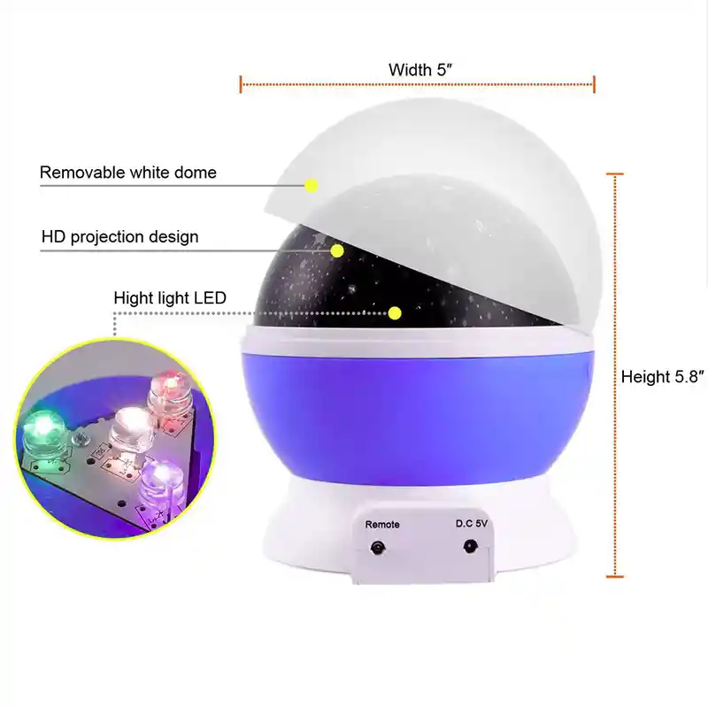 Lampara Proyector Estrellas Led Con Control Remoto
