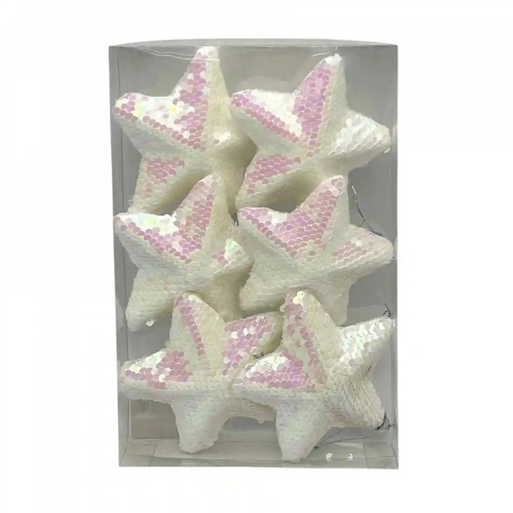 Adorno Arbol Expressions Estrellas 11.5 Cm Blanco 6 Ud Plastico