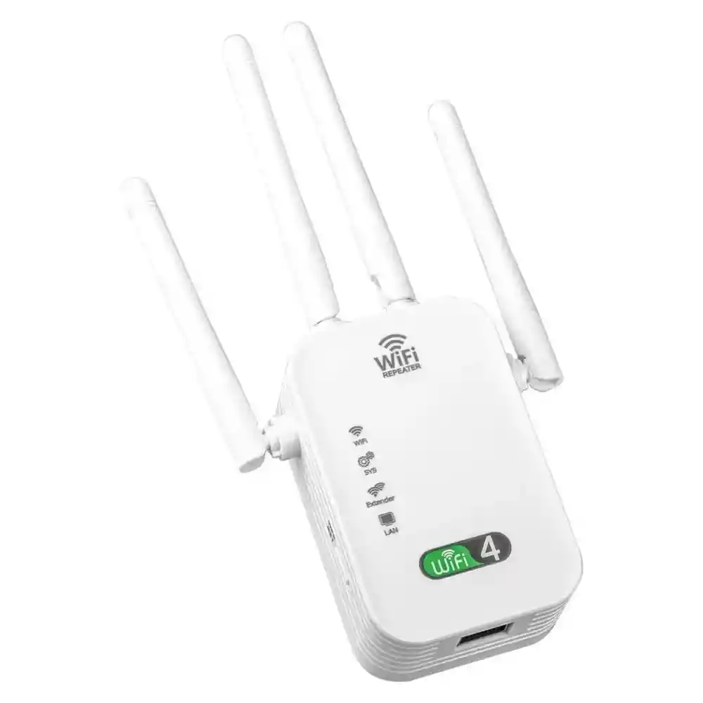 Repetidor Inalámbrico 4 Antenas Wifi 5ghz 1200mbps + Ethernet, Blanco