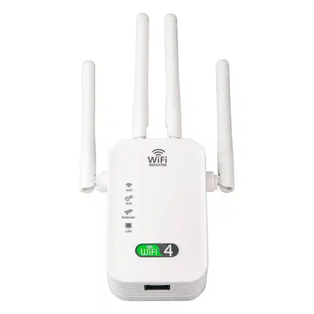 Repetidor Inalámbrico 4 Antenas Wifi 5ghz 1200mbps + Ethernet, Blanco