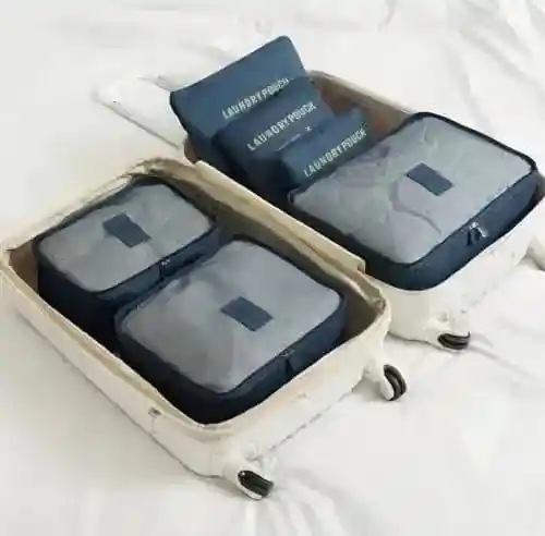 Kit Viajero X6 Unidades Organizador Color Azul Marino