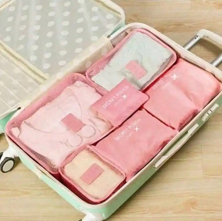 Kit Viajero X6 Unidades Organizador Color Rosado