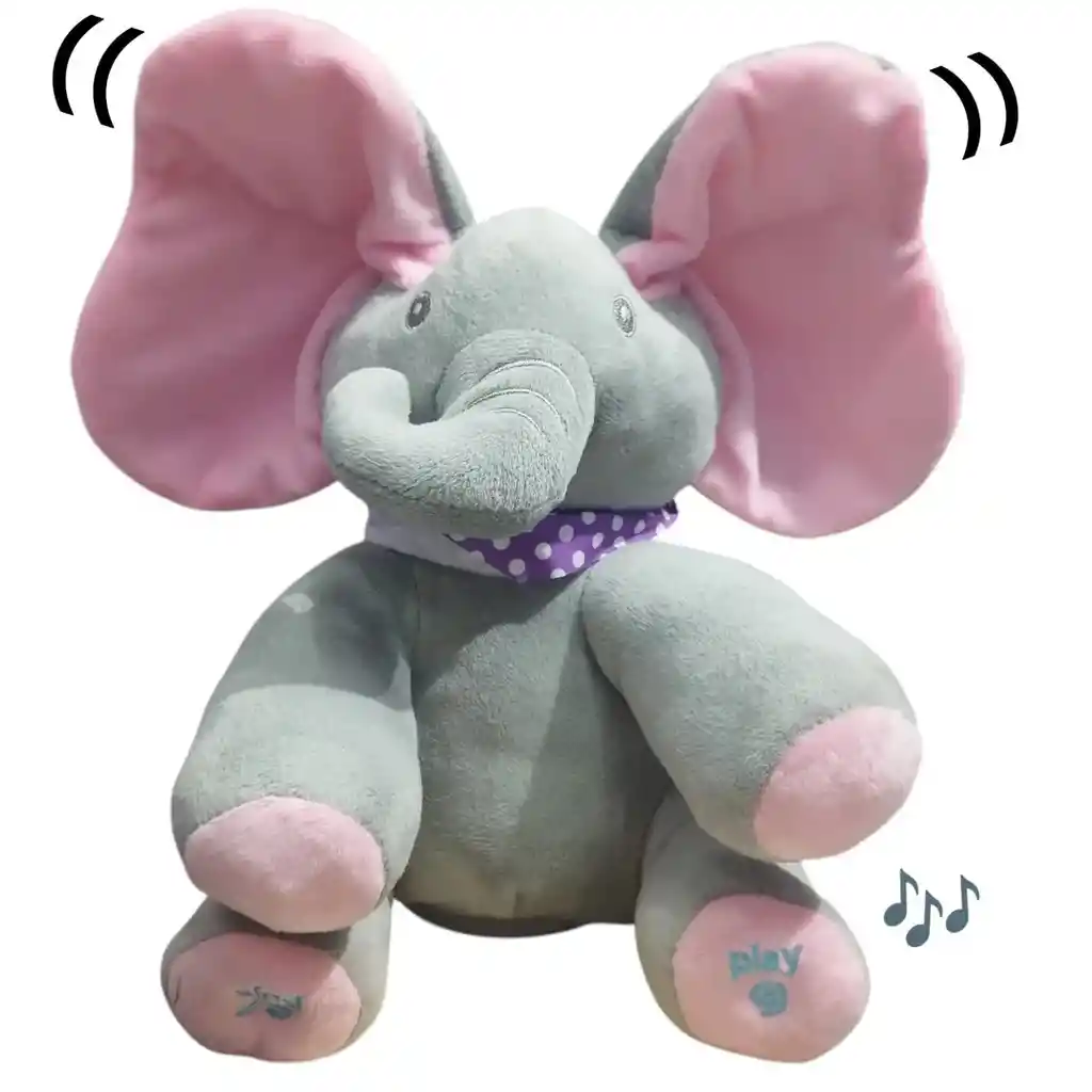 Peluche Elefante Musical Con Movimiento De Orejas