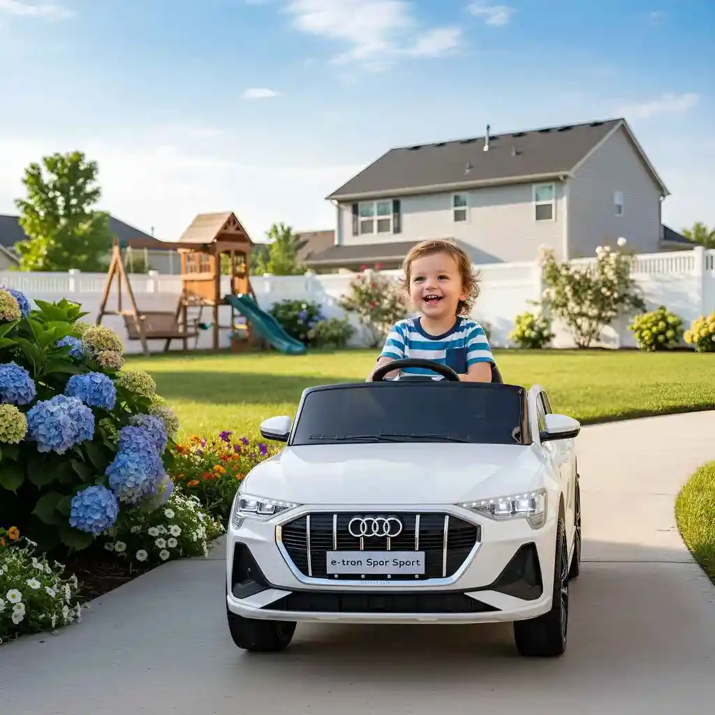 Carro Montable Audi E-tron Sportback 12v Sonidos Luces Blanco Niños