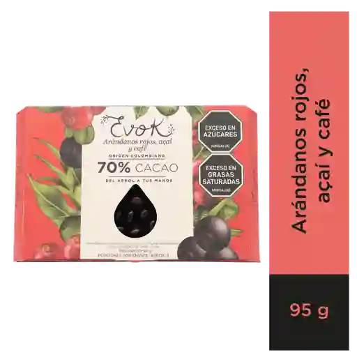 Arándano Rojo Recubierto De Chocolate Al 70% Cacao Con Agregados De Acaí Y Café