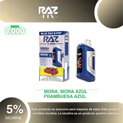 Vape Raz Tn 9.000 Pufs, Blue Razz B-pop 5%