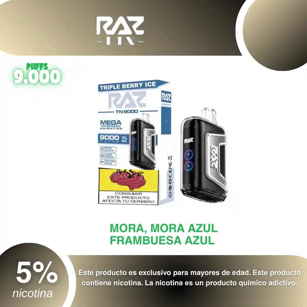 Vape Raz Tn 9.000, Triple Berry Ice 5%