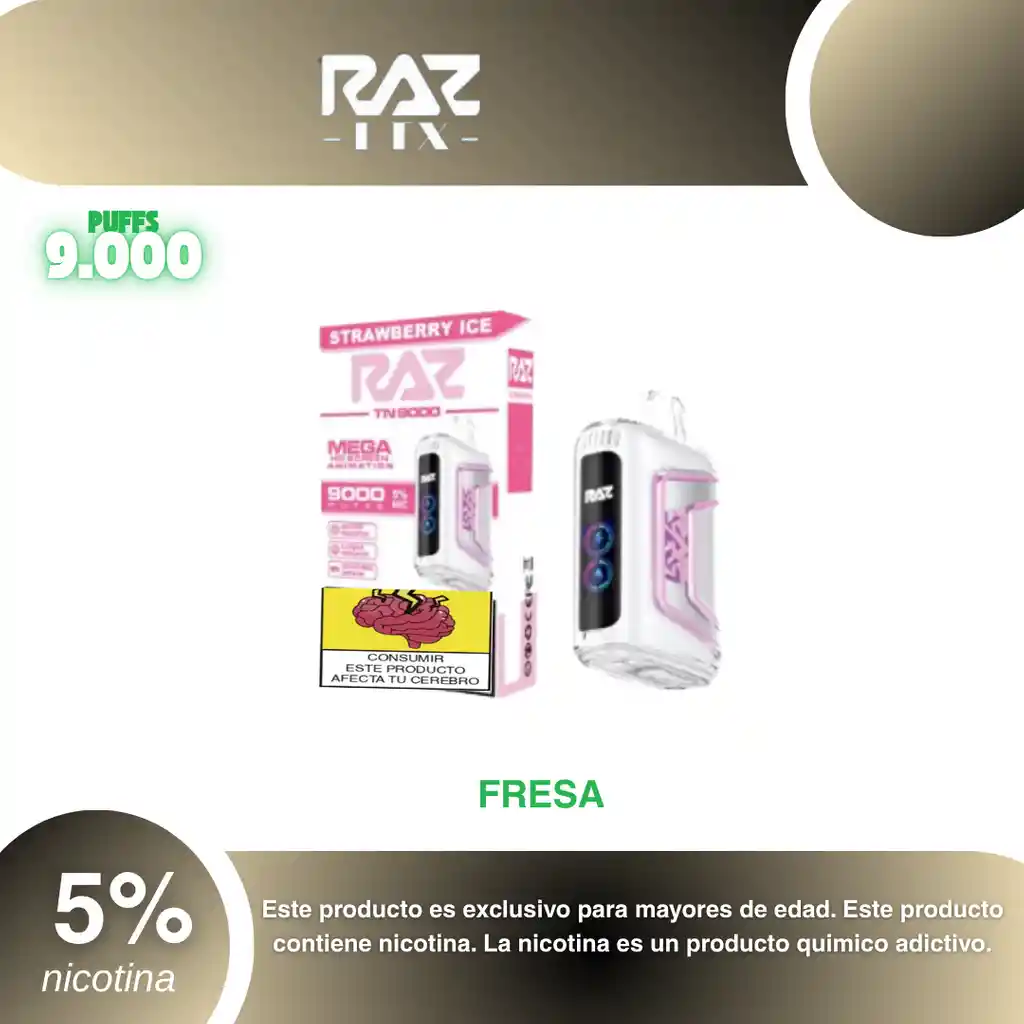 Vape Raz Tn 9.000, Strawberry Ice 5%
