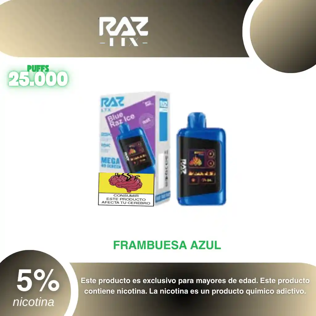 Vape Raz Ltx 25.000 Pufs, Blue Razz Ice 5%