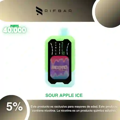 Vape Rifbar Mixpro 40.000 Pufs, Sour Apple Ice 5%