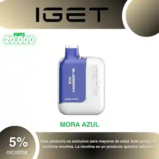 Vape Iget Bateria + Pod 20.000 Pufs, Blueberry Ice 5%
