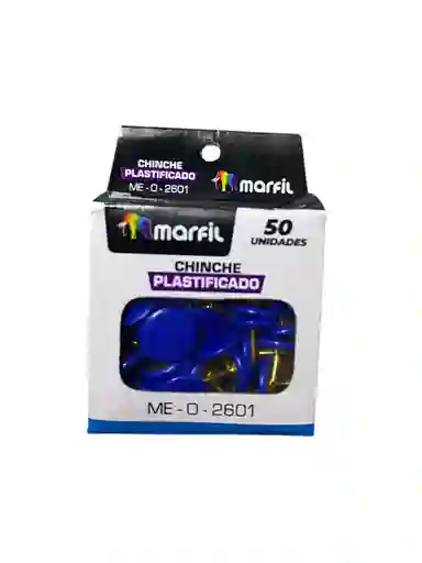 Chinche Plastificado Marfil Azul Caja X 50